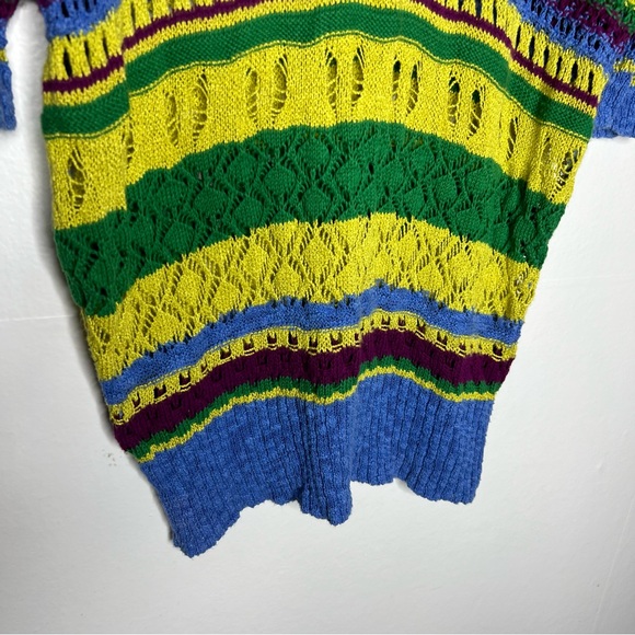 Zara Crochet Knit Sweater Striped Colorful Sz L - Picture 7 of 7